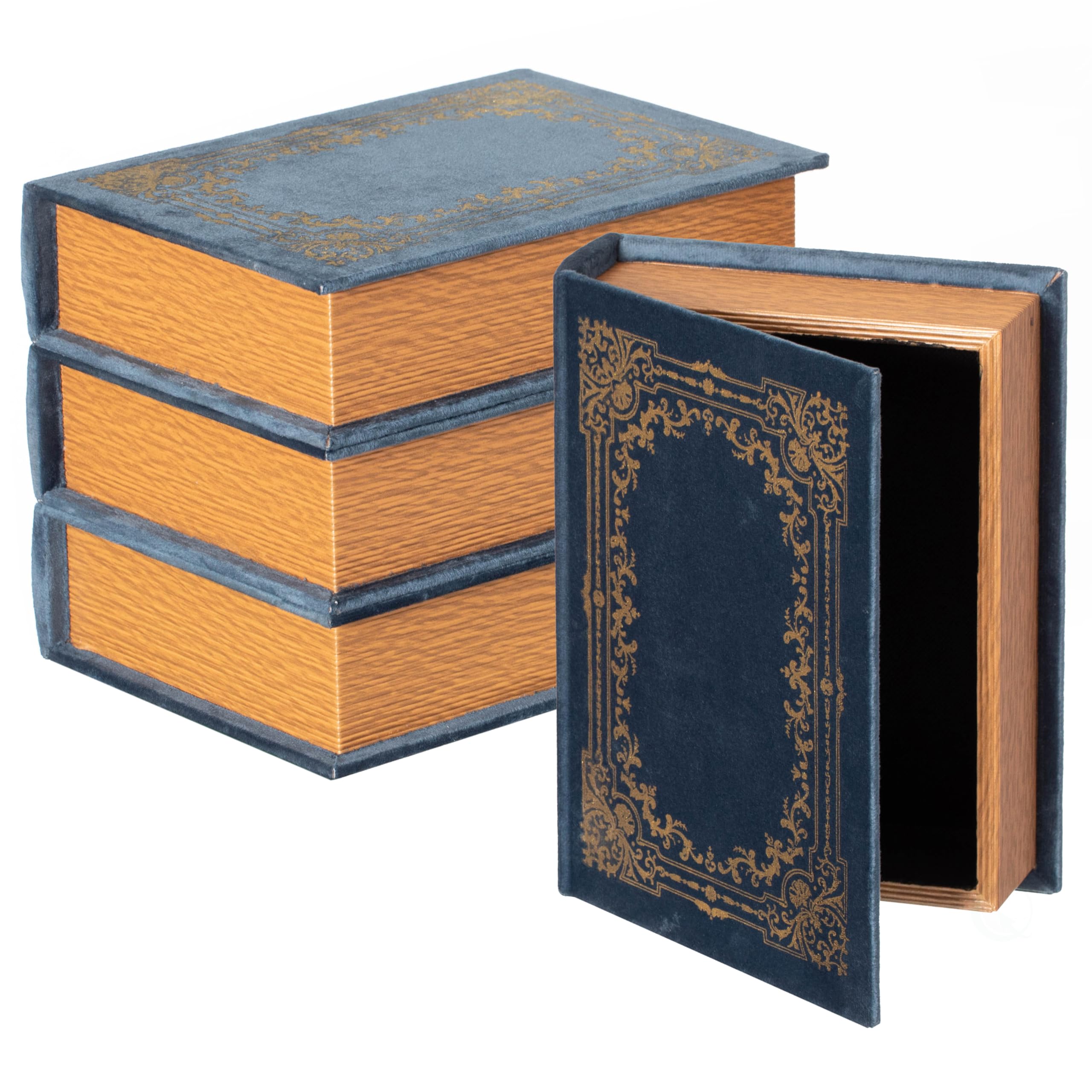 Set of 4 Decorative Vintage Book Shaped Trinket Storage Box, Blue Set of 4 Decorative Vintage Book Shaped Trinket Storage Box, Blue